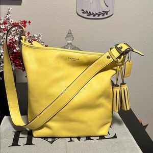 Coach❤️Legacy Medium Duffle Two Way Yellow  Shoulder Bag 2012 19889 *Callout*